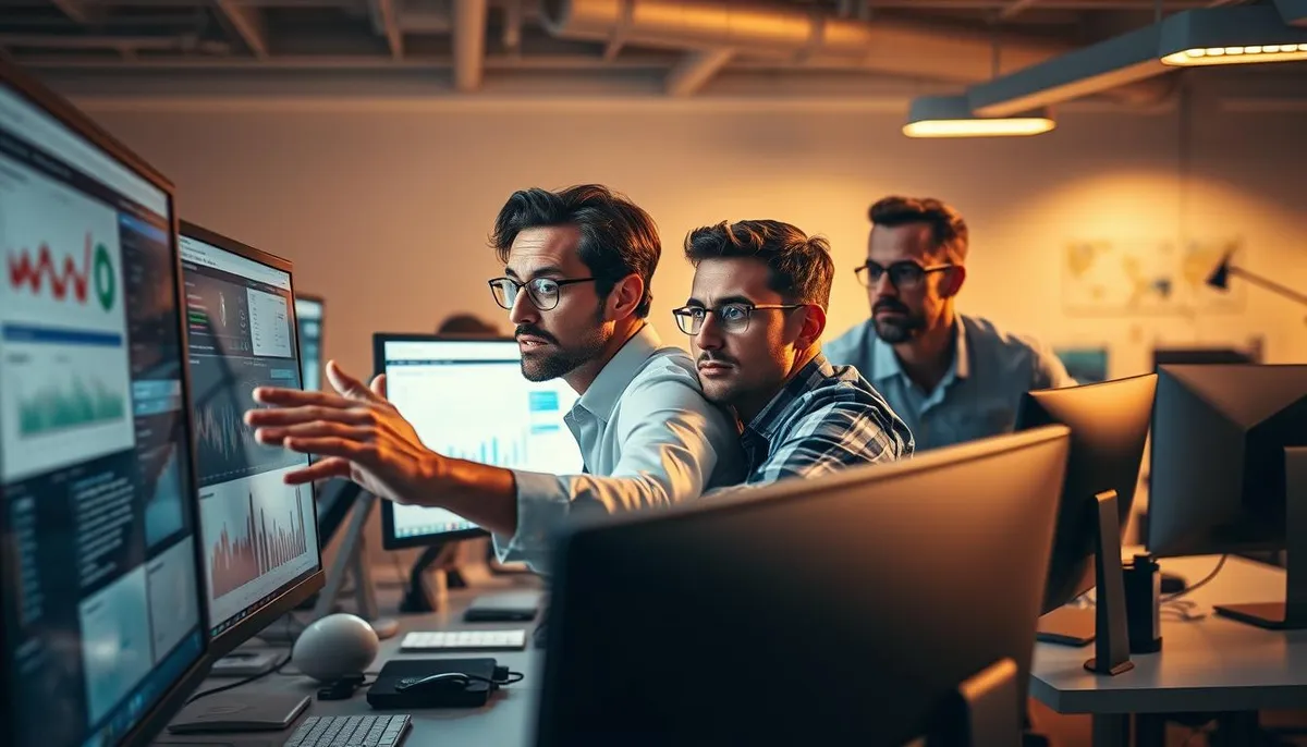 SEO specialists analyzing website data