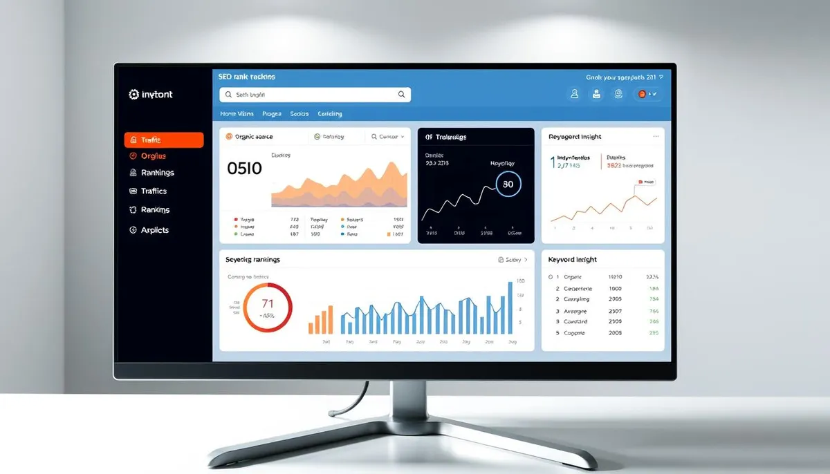 SEO rank tracker dashboard showing performance metrics