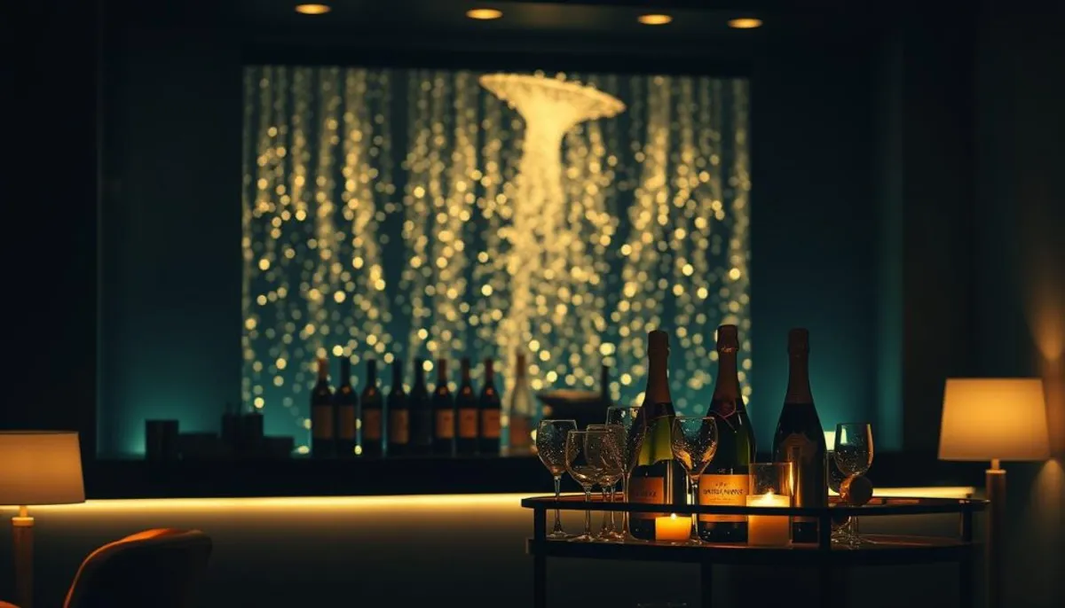 champagne party lighting setup
