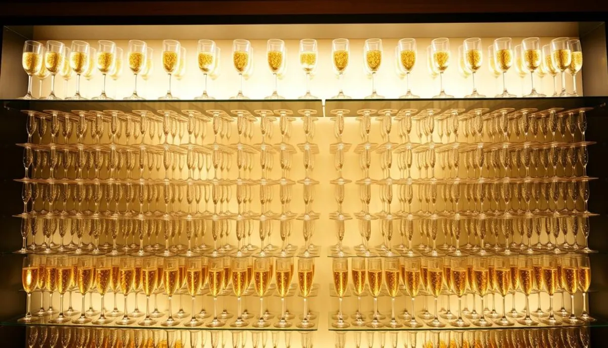 Champagne wall installation