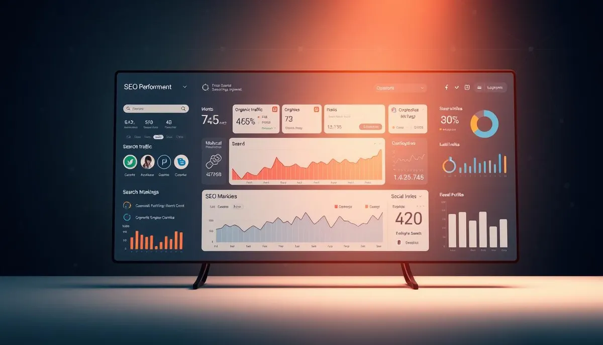 SEO performance tracking dashboard with online marketing tools