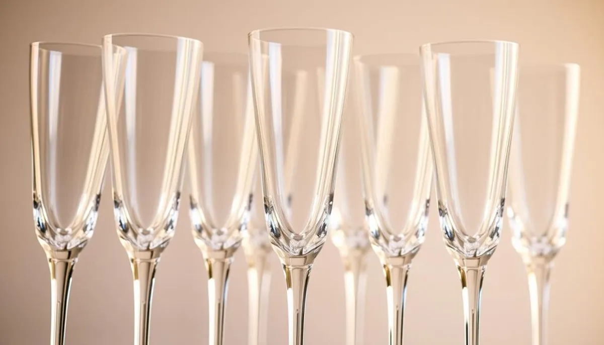 Hand-blown crystal flutes Hand-blown crystal flutes