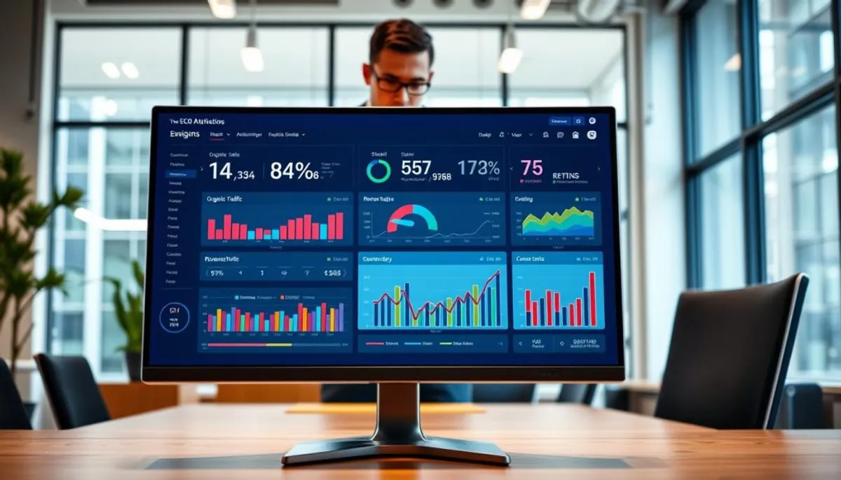 SEO metrics dashboard for revenue attribution tracking