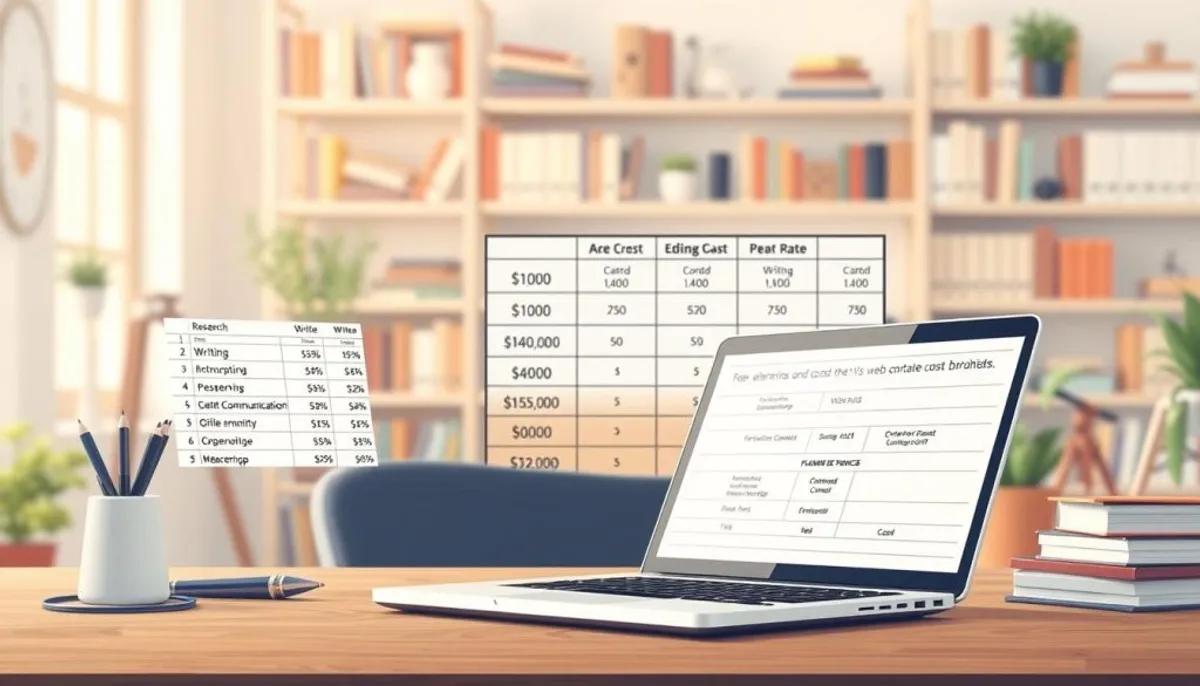tarif rédacteur web cost breakdown structure